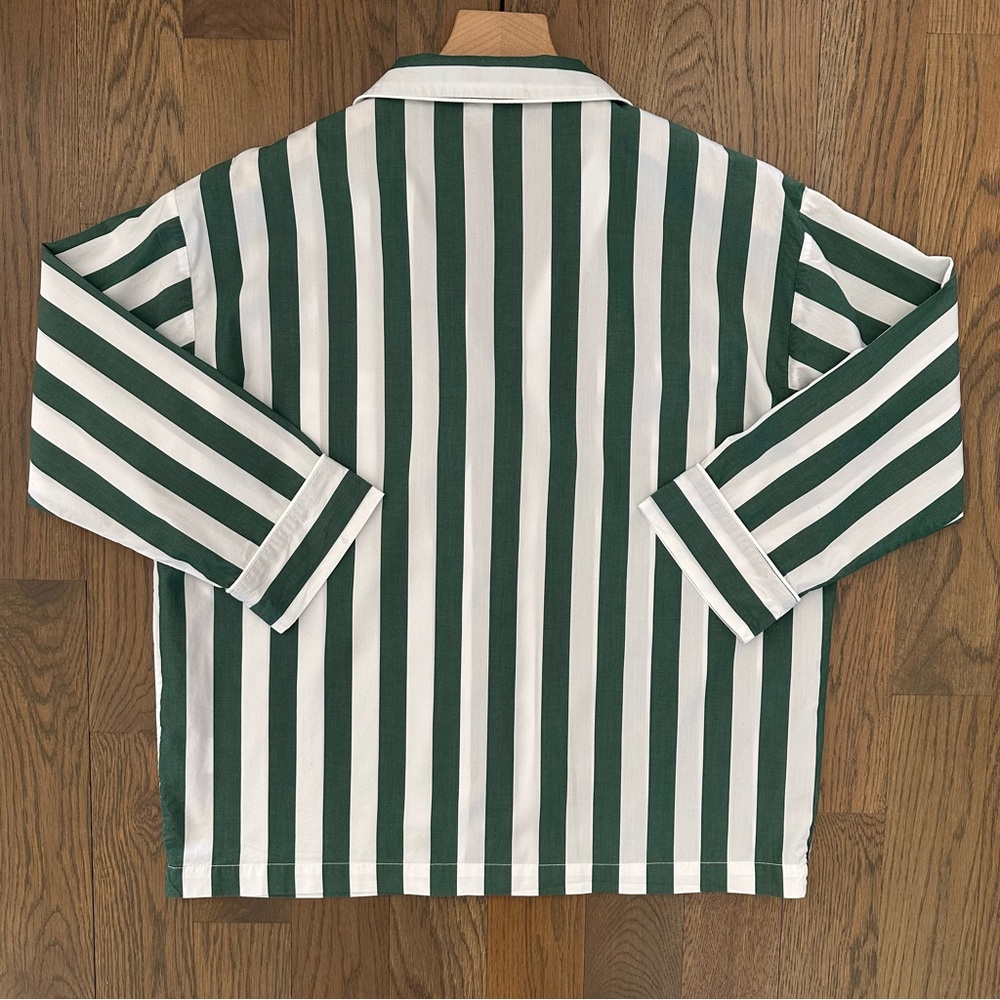 Sleepy Jones Marina Long Sleeve Pajama Set in Stripe Green and White Size Small - Picture 4 of 8
